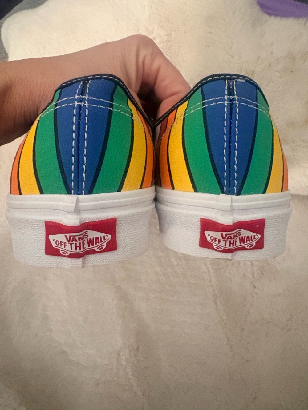 Vans Black Low-Top Sneakers with Rainbow Stripe Accent - Picture 2 of 5